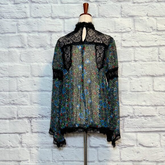 Anna Sui Black Floral Lace Top - Picture 2 of 7